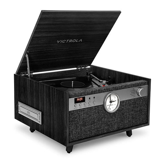Victrola Century Signature 6 in 1 Music Center With Clock  Black