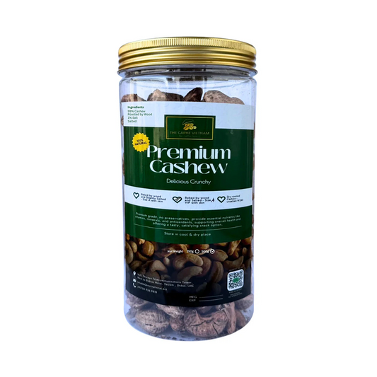 The Caphe Vietnam Premium Cashew Nuts - 1 KG | Wood-Baked, Roasted Cashew | Salted with Skin | Size A VIP | Vietnamese Cashew, Ready-to-Eat Nuts