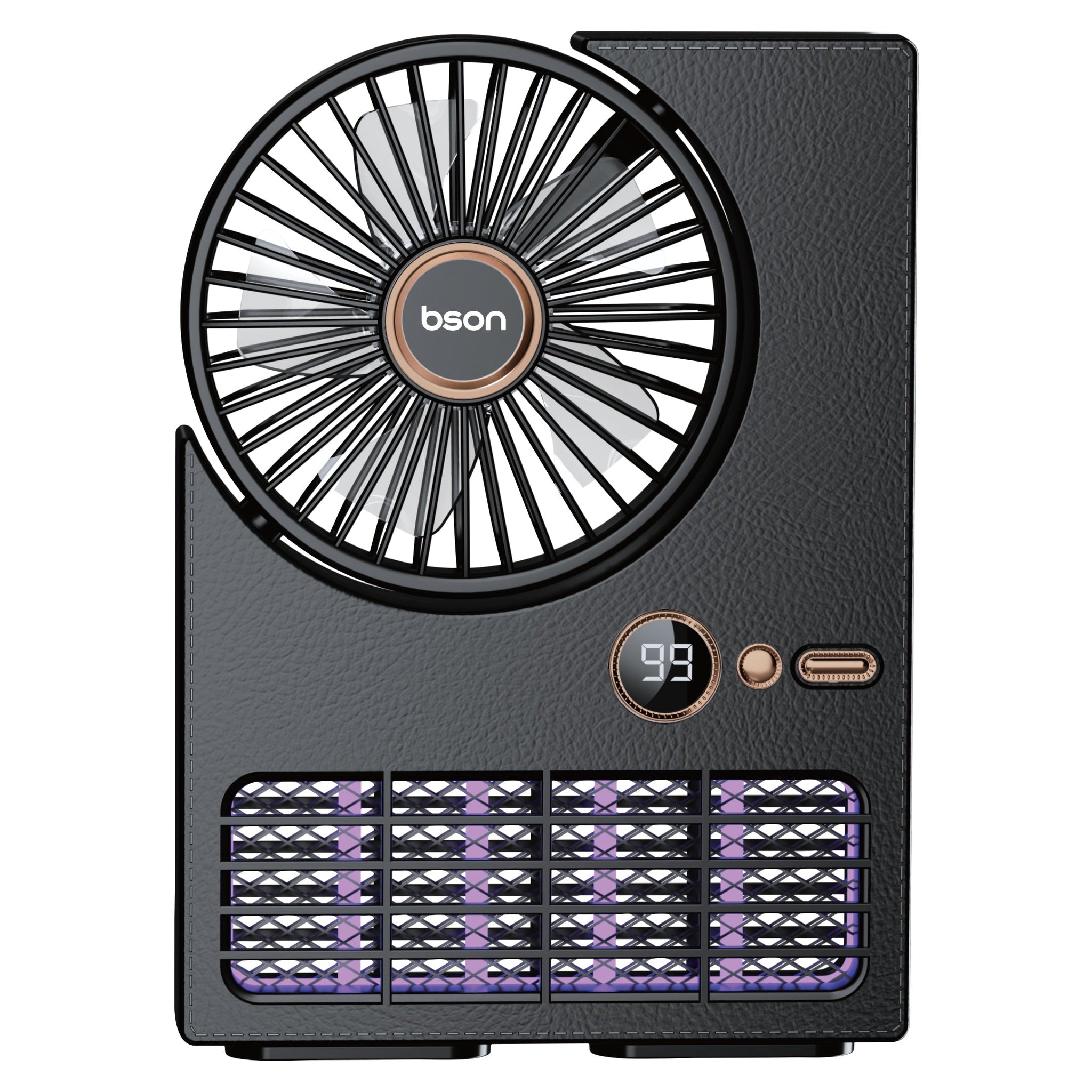 Bson 2-in-1 Zapper Fan with 2000V Electric Mosquito Killer, UV Lamp, 5-Speed Wind Modes, LED Display, Large Battery, Silent Operation, Portable Rechargeable Fan for Indoor & Outdoor Use