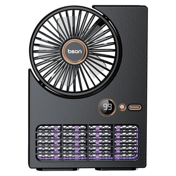 Bson 2-in-1 Zapper Fan with 2000V Electric Mosquito Killer, UV Lamp, 5-Speed Wind Modes, LED Display, Large Battery, Silent Operation, Portable Rechargeable Fan for Indoor & Outdoor Use