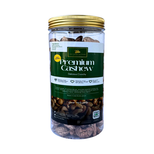 The Caphe Vietnam Premium Cashew Nuts - 1 KG | Wood-Baked, Roasted Cashew | Salted with Skin | Size A | Vietnamese Cashew, Ready To Eat Nuts