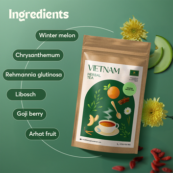 The Caphe Vietnam Winter Melon Herbal Tea - 15 Sachets | Premium Tea | Refreshing Tea | Vietnamese Winter Melon Tea, Easy to Brew