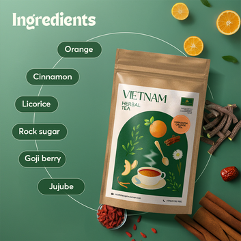 The Caphe Vietnam Cinnamon Orange Herbal Tea - 15 Sachets | Premium Tea | Reduces Stress | Vietnamese Orange Tea, Easy to Brew