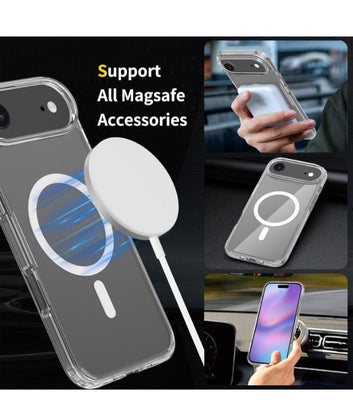 Case for iPhone 17 Air Clear Magnetic Cover Mag Safe Compatible Hybrid Protective Crystal Clear Hard Back Case Shockproof TPU Frame Slim Transparent Case for Apple iPhone 17 Air