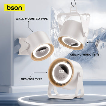 Bson Halo Breeze Desktop Fan, 2 in 1 Cooling Fan & Atmosphere Night Light, Silent Operation with 5 Wind Speed Settings, LED Digital Display Screen, & 360° Rotation, Supports Wall Mounting & Hanging