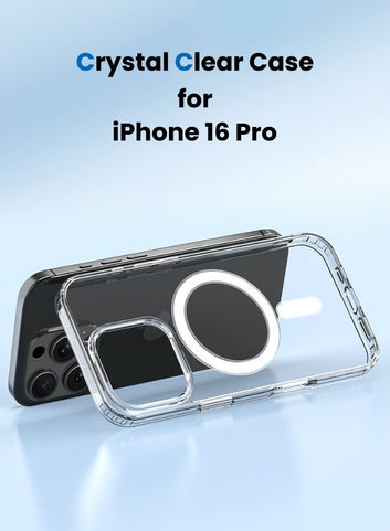 iPhone 16 Pro 6.3inch Case, Compatible with Magsafe, Anti-Scratch & Drop Slim Crystal Clear Hard Magnetic Case, Clear