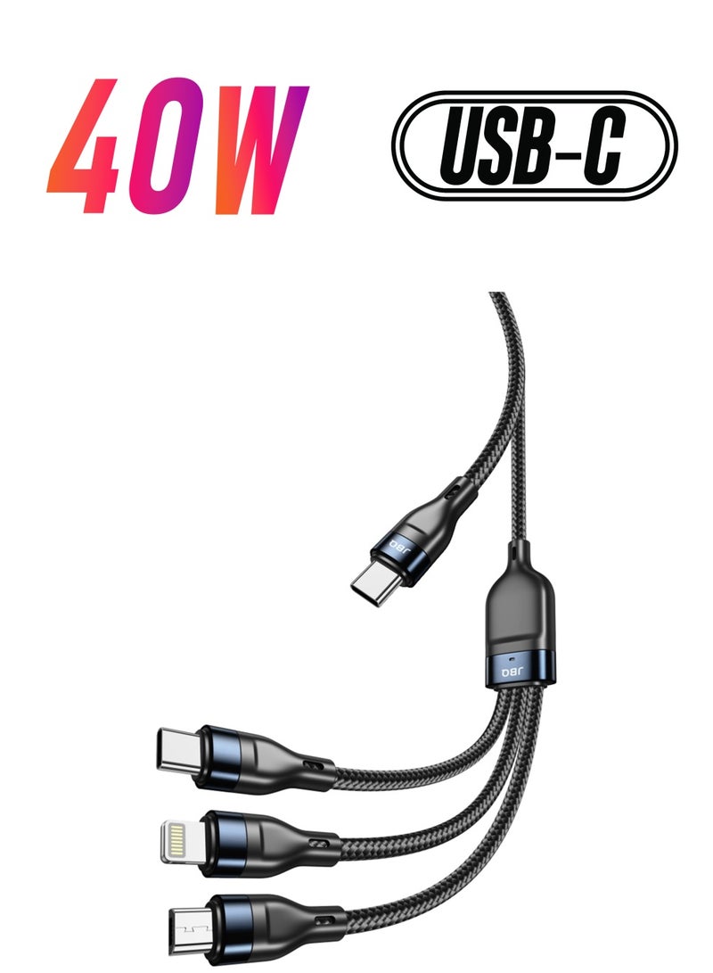 JBQ Fast Charging Data Cable Type-C to Type-C, Micro and Compatible With Lightning 1500mm