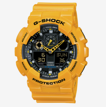 Casio G-Shock GA-100A-9ADR Analog/Digital Watch – Bold Yellow Design for Outdoor Adventures in UAE
