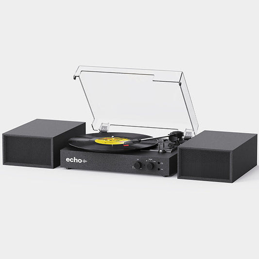 Echo Audio Bluetooth Turntable Player with External Speakers ( Frankie)  Black
