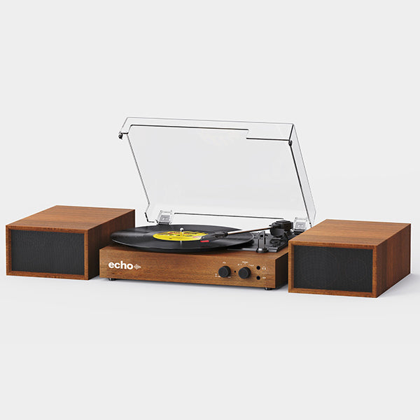 Echo Audio Bluetooth Turntable Player with External Speakers ( Frankie)  Walnut