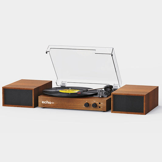 Echo Audio Bluetooth Turntable Player with External Speakers ( Frankie)  Walnut