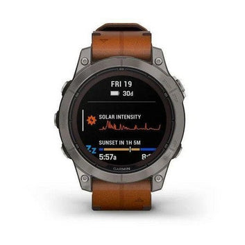 Garmin Fenix 7 Pro - Sapphire Solar Edition Smartwatch – Titanium with Chestnut Leather Band (47mm) for UAE