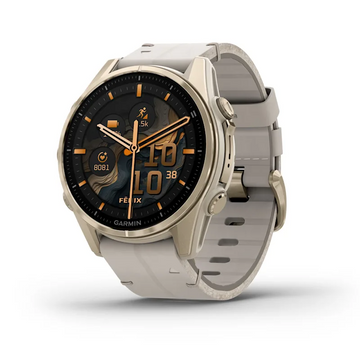 Garmin Fenix 8 43mm AMOLED Sapphire Soft Gold Stainless Steel Smartwatch – Fog Gray Leather & Silicone Bands for UAE