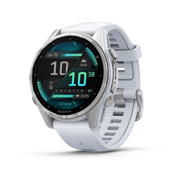 Garmin Fenix 8 43mm AMOLED Silver Smartwatch – Whitestone Silicone Band for UAE