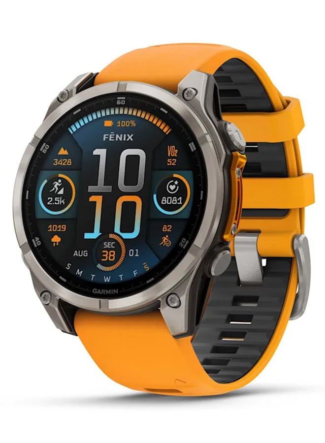 Garmin Fenix 8 47mm AMOLED Sapphire Titanium Smartwatch – Spark Orange/Graphite Silicone Band for UAE