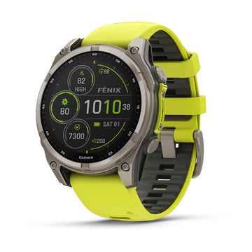 Garmin Fenix 8 47mm Solar Sapphire Titanium Smartwatch – Amp Yellow/Graphite Silicone Band for UAE