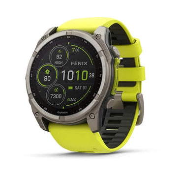 Garmin Fenix 8 51mm Solar Sapphire Titanium Smartwatch – Amp Yellow/Graphite Silicone Band for UAE