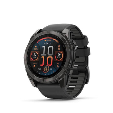 Garmin Fenix 8 51mm AMOLED Sapphire Carbon Gray DLC Titanium Smartwatch – Black/Pebble Gray Silicone Band for UAE