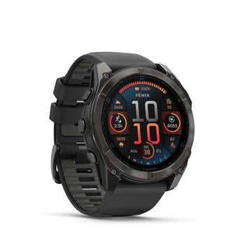 Garmin Fenix 8 51mm AMOLED Sapphire Carbon Gray DLC Titanium Smartwatch – Black/Pebble Gray Silicone Band for UAE