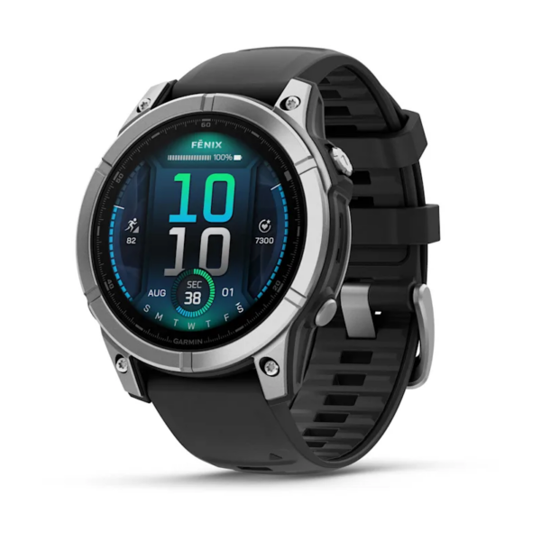 Garmin Fenix E 47mm AMOLED Stainless Steel Smartwatch – Black Silicone Band for UAE