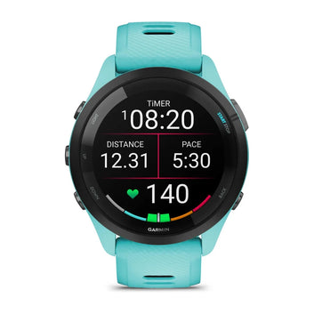 Garmin Forerunner 265 Smartwatch – Black Bezel with Aqua Case and Aqua/Black Silicone Band for UAE