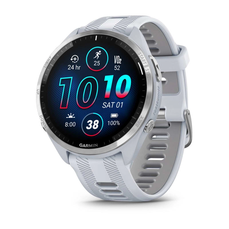 Garmin Forerunner 965 Smartwatch – Titanium Bezel with Whitestone Case and Whitestone/Powder Grey Silicone Band for UAE