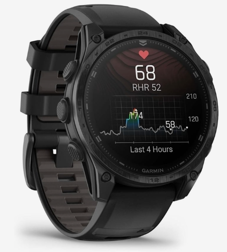 Garmin Tactix 8 47mm AMOLED Sapphire Tactical Smartwatch – Black DLC Titanium with Black/Pebble Grey Silicone Band for UAE