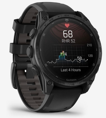 Garmin Tactix 8 47mm AMOLED Sapphire Tactical Smartwatch – Black DLC Titanium with Black/Pebble Grey Silicone Band for UAE