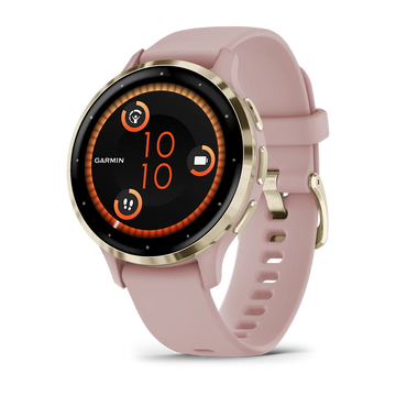 Garmin Venu 3S Fitness Smartwatch – Soft Gold Stainless Steel Bezel with Dust Rose Case and Silicone Band for UAE