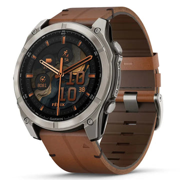Garmin Fenix 8 51mm AMOLED Sapphire Bare Titanium Black Smartwatch – Chestnut Leather & Graphite Silicone Bands for UAE