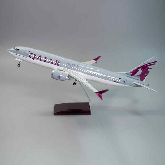 Qatar Airways Boeing QR737 Max Die-Cast Model Plane with LED Lights – 43–47cm