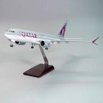 Qatar Airways Boeing QR737 Max Die-Cast Model Plane with LED Lights – 43–47cm