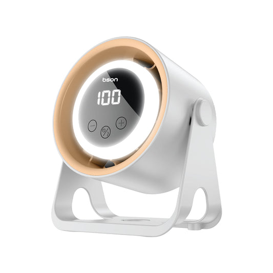 Bson Halo Breeze Desktop Fan, 2 in 1 Cooling Fan & Atmosphere Night Light, Silent Operation with 5 Wind Speed Settings, LED Digital Display Screen, & 360° Rotation, Supports Wall Mounting & Hanging