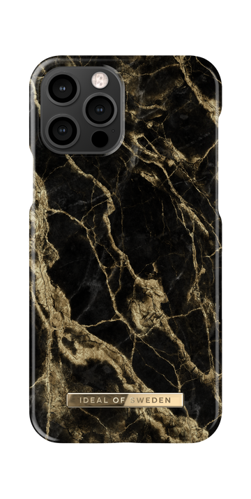 iDeal of Sweden MARBLE Apple iPhone 12 / 12 Pro Case - Fashionable Swedish Design Marble Stone iPhone Back Cover, Wireless Charging Compatible - Golden Smoke Marble