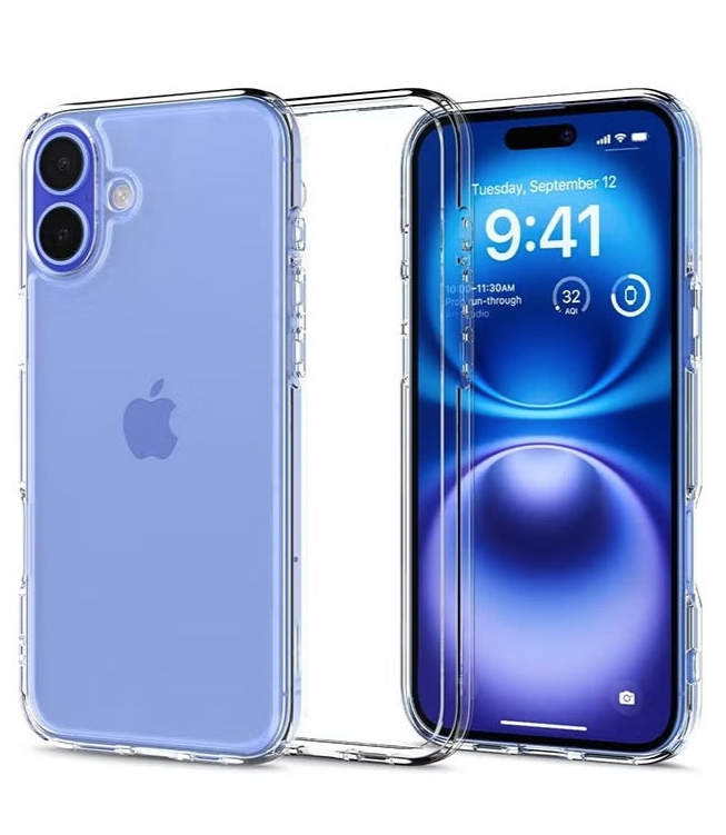 iPhone 16 Clear Case Cover, Ultra Thin Silicone Shockproof Back Cases Transparent Protective Phone Case, Anti-Yellowing & Anti-Scratch, Waterproof, Dirt & Oil Proof Covers - Crystal Clear