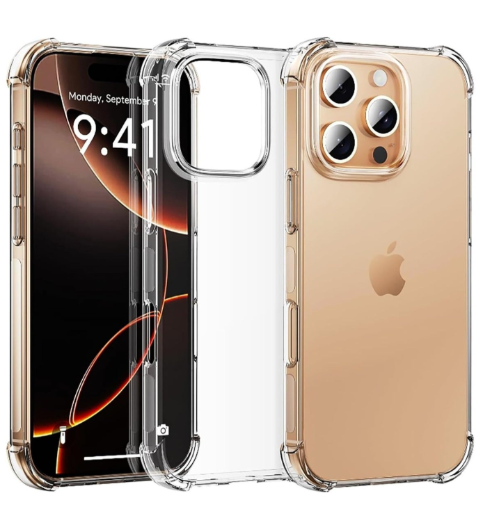 iPhone 16 Pro Max Clear Case Soft Flexible TPU Shockproof Transparent Back Cover Designed