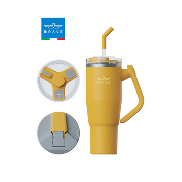 Brave 40oz (1200ml) Stainless Steel Insulated Tumbler with 180° Rotating Handle and Lid with Straw, 100% Leak Proof Travel Coffee Mug, Double Wall Vacuum Insulated Tumbler, Keeps Drinks Cold for 24 Hours or Hot for 12 Hours, BPA Free