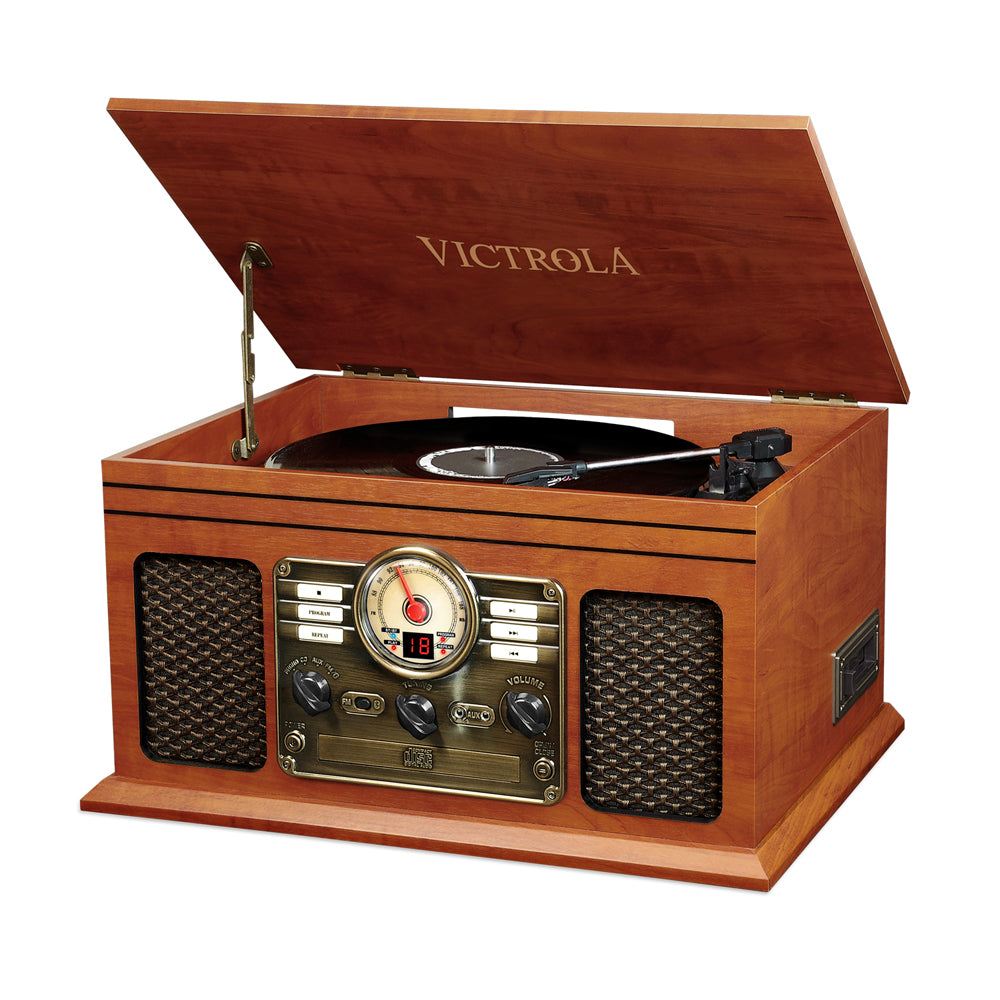 Victrola  VTA200B 6in1 Nostalgic Classic Wood Bluetooth Record Player with 3Speed Turntable CD Cassette Player and Radio Music Centre  Mahogany