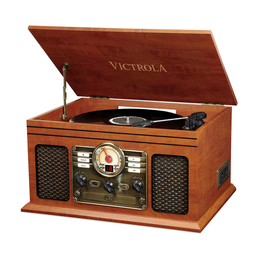 Victrola  VTA200B 6in1 Nostalgic Classic Wood Bluetooth Record Player with 3Speed Turntable CD Cassette Player and Radio Music Centre  Mahogany