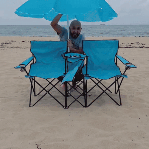 Portable Double Folding Beach Chair with Umbrella ©