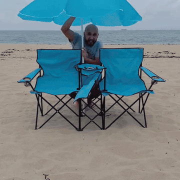 Portable Double Folding Beach Chair with Umbrella ©