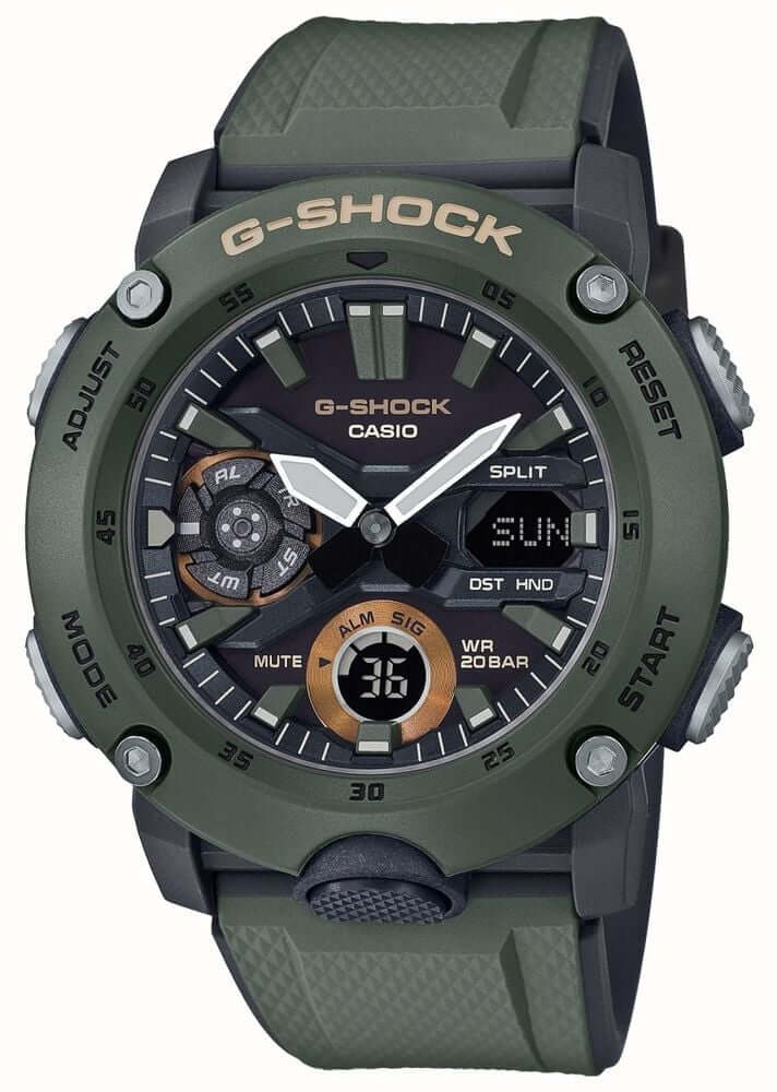 Casio G-Shock GA-2000-3ADR Analog/Digital Watch – Carbon Core Guard, Military Green, Shock Resistant | LetsTango UAE