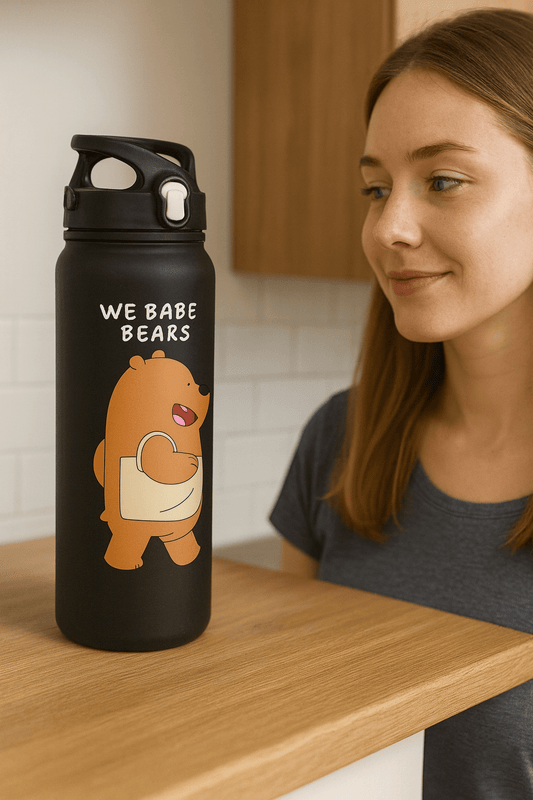 Cartoon Bear Insulated Water Bottle