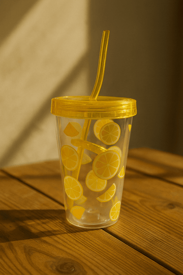 Citrus Slice Cup with Straw