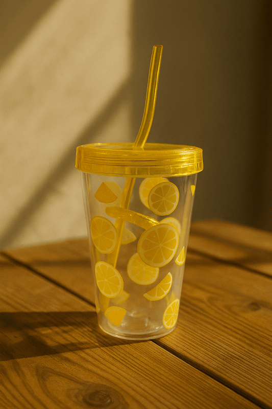 Citrus Slice Cup with Straw
