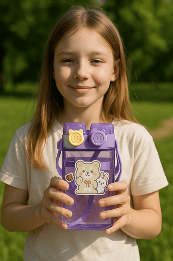 Cute Bear & Bunny Square Water Bottle