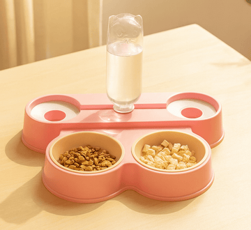 Dual Pet Feeding Bowl with Water Dispenser