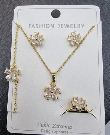 Floral Blossom Cubic Zirconia Jewelry Set