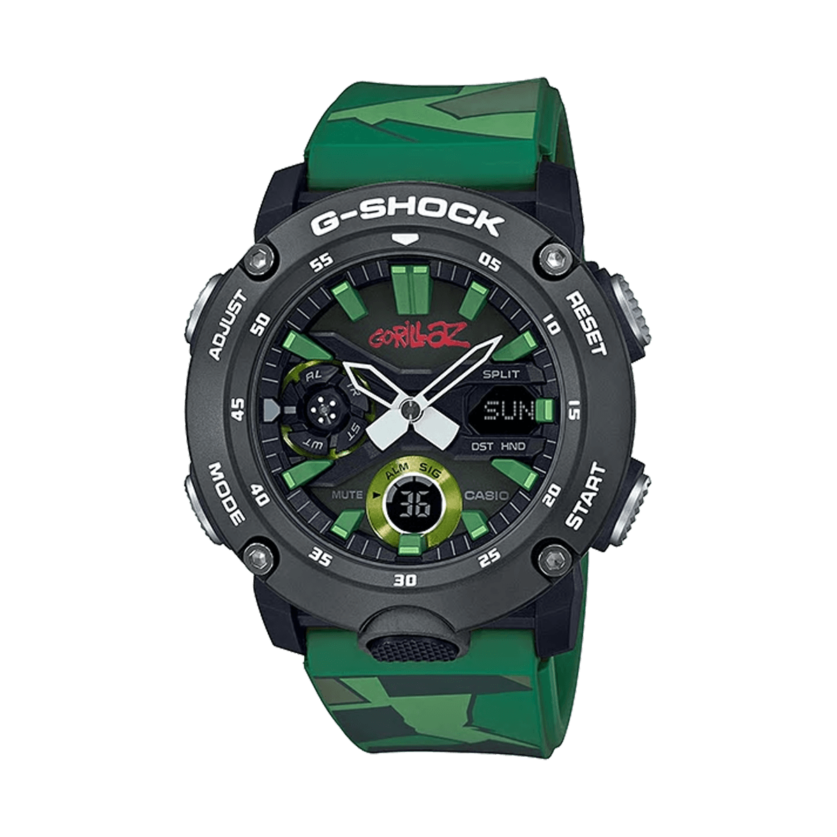 Casio G-Shock GA-2000GZ-3ADR Analog/Digital Watch – Gorillaz Limited Edition, Carbon Core, Camouflage Style | LetsTango UAE