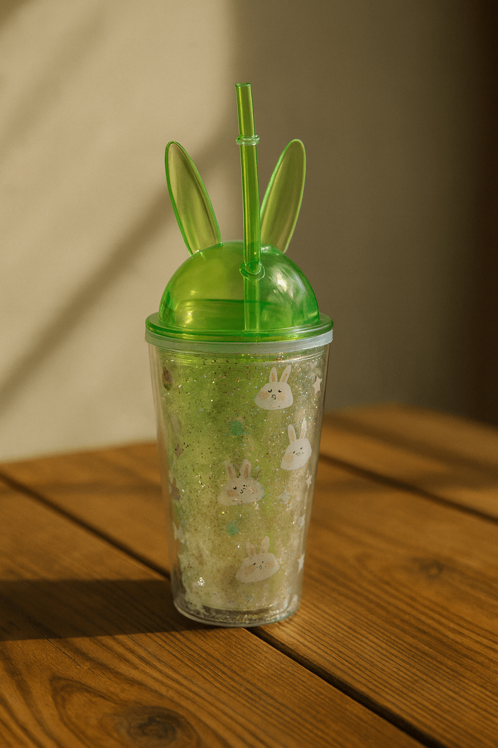 Glitter Bunny Cup with Straw